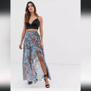 French Connection floral midi wrap skirt